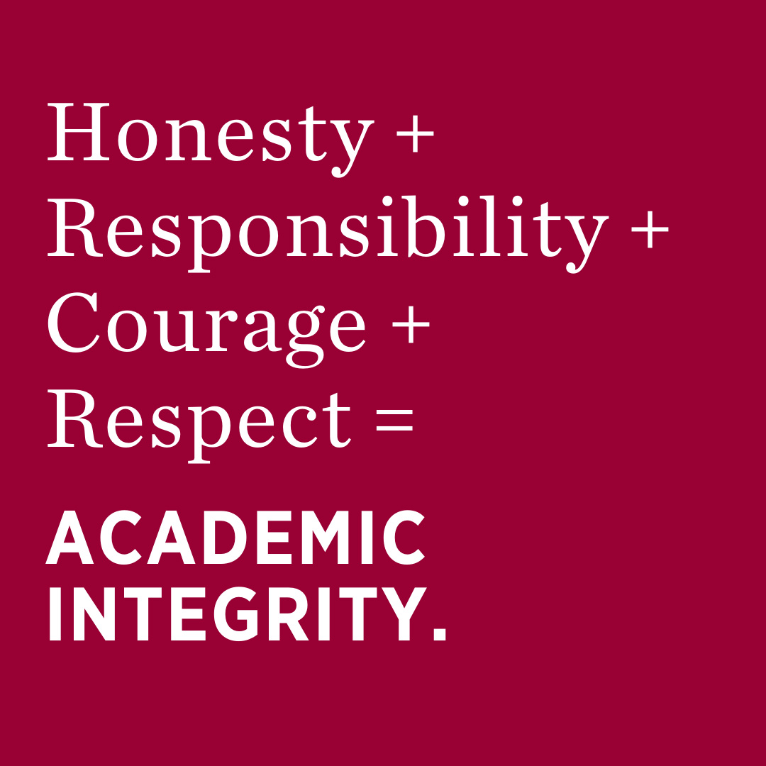 Honesty + responsibility + courage + respect = Academic Integrity